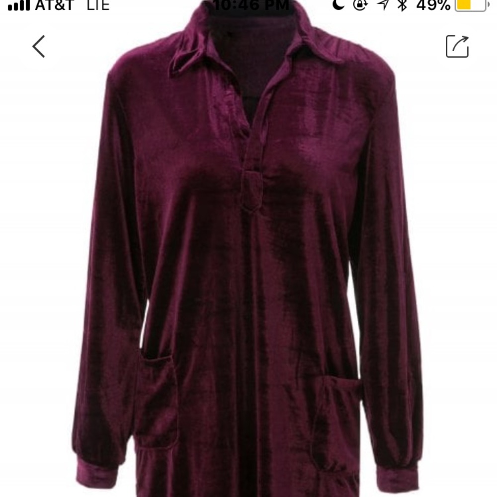 NEVERBEENWORN.VELVET OVERSIZED PURPLE/ PLUM DRESS